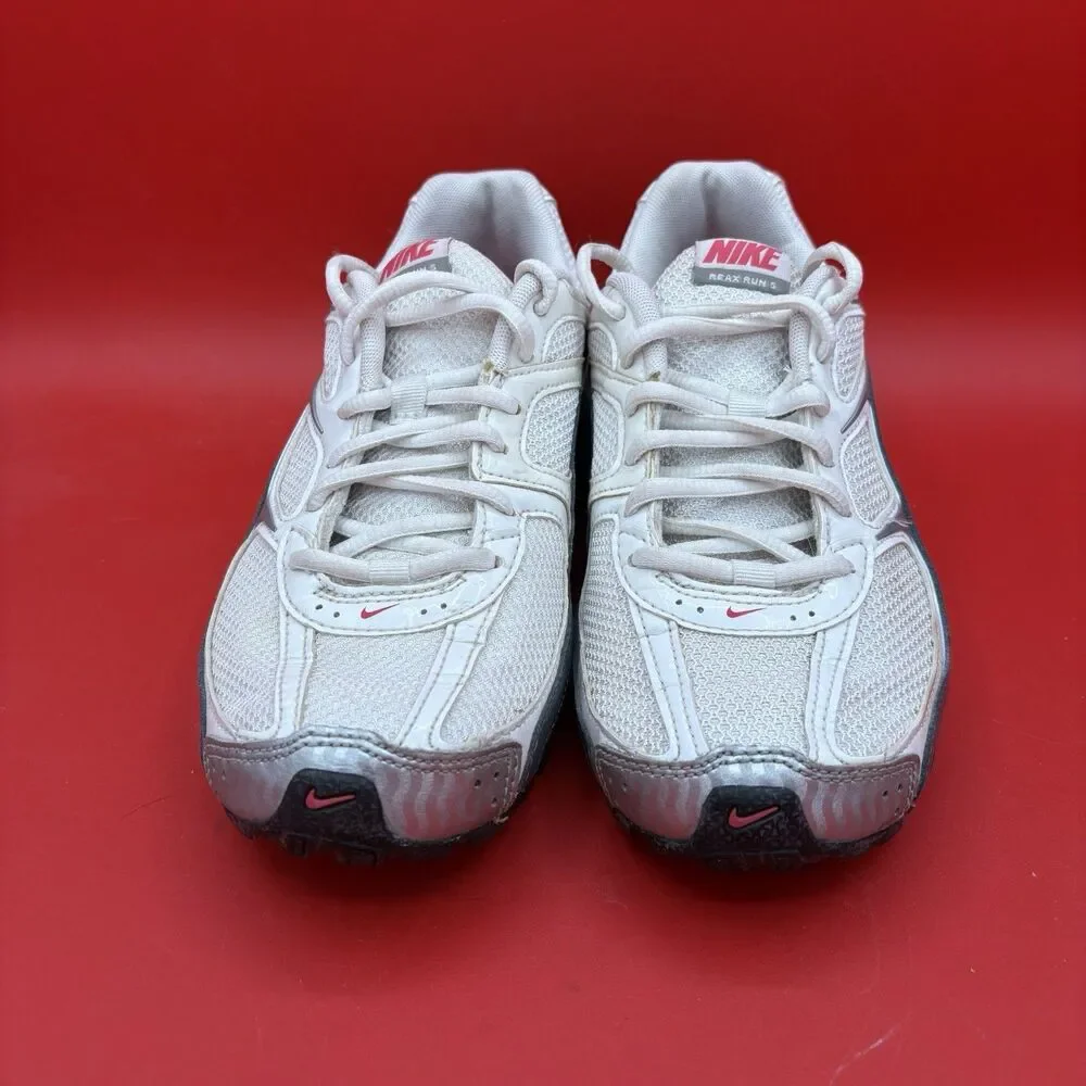 Nike Reax Run 5 Woman's Running Shoes White Silver Pink 407987-116 Size 7